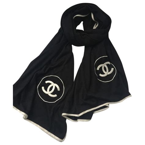 chanel scarf black white|chanel cashmere stole.